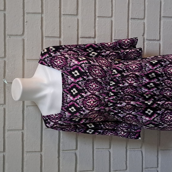 A Dressing Woman Purple/Black Boho Bell Sleeve High Waisted Dress.  Medium NWOT - Picture 2 of 10